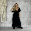 Muslinowa Boho Chic Sukienka Czarna, Bawełna, Dekolt