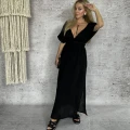 Boho Chic Sukienka Czarna, Bawełna, Dekolt